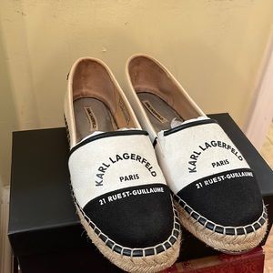 Karl Lagerfeld espadrilles. Size 9 in black and cream. Used condition!